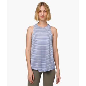 Lululemon All Tied Up Tank Cut Back Stripe Tempest Blue White